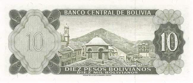 10 Bolivianos 1962 p.154a-16